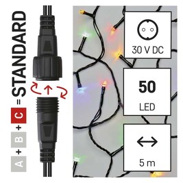 EMOS D1AM02 Spojovací Standard LED vánoční řetěz, 5m, multicolor