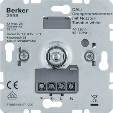 BERKER 2998 Potenciometr, otočný, DALI, s integrovanou jednotkou napájení, dom. elektronik