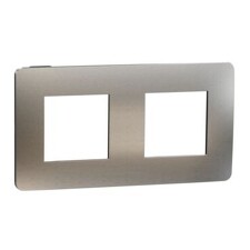 SCHNEIDER NU280456M UNICA Studio Metal Krycí rámeček dvojnásobný, White aluminium/černá