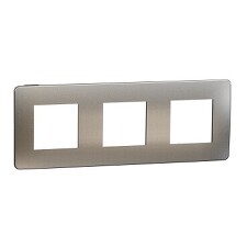 SCHNEIDER NU280656M UNICA Studio Metal Krycí rámeček trojnásobný, White aluminium/černá