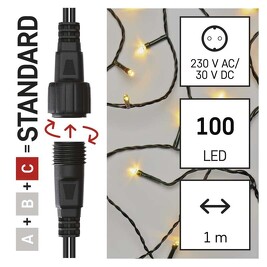 EMOS D1EW01 Spojovací vánoční řetěz - záclona 100 LED, 2m, teplá bílá