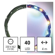 EMOS D3AM01 40 LED vánoční řetěz zelený nano, 4m, IP44, multicolor, časovač