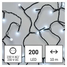 EMOS D5GC03 200 LED řetěz - kuličky, 10m, IP20, studená bílá
