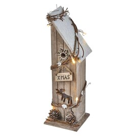 EMOS ZY2083 DED vánoční dekorace - domek dřevěný, 30cm, 2x AA, teplá bílá, časovač