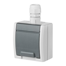 FAMATEL 19182 ATLAS IP65 Zásuvka s vývodkou M20, na povrch, šedá