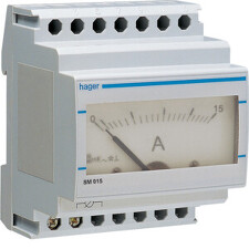HAGER SM015 Ampérmetr analogový přímé měření 0-15A na DIN lištu 