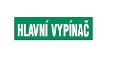 STRO.M Samolepka text: HLAVNÍ VYPÍNAČ,35x10mm,bílo/zelená, aršík 10ks (samolepka)