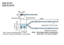 OMRON E32-D15Y 2M snímač s optickým vláknem difuzní, čtvercový, standardní vlákno R25