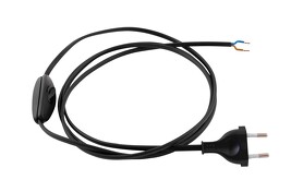 ELEMAN 1000266 Vypínač plastový + 2m flexi. kabelu LFM (2x0,75/120+80Z) - černý, 1pól.