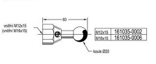 Zkratový kulový bod - přímý, závit M12, 15kA *161035-0002