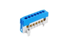 POLLMANN 2020266 Můstek N 7-F2 (svorkovnice 7x16mm2), krytý IP20, modrý, 63A, na DIN