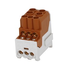 HORA eTec 080010-3-4 Blok pro rozdělení fází UVB 100 L B, 1pól., 101A, 1000V, hnědý, na DIN