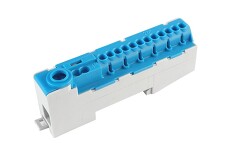 POLLMANN 2020251 Můstek N 14-S bezšroubový, krytý IP20, modrý, 80A, na DIN lištu, IP20
