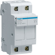 HAGER L502PV Odpojovač válcových pojistek velikosti 10x38, 2-pól. do 32A/1000V DC