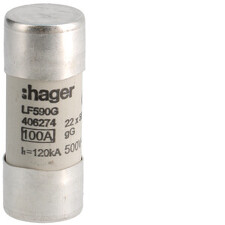HAGER LF590G Pojistka válcová, velikost 22x58, 100A gG, 500V AC
