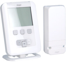 HAGER EK560 Bezdrátový digitální termostat týdenní, bateriové napájení, včetně přijímače 1