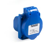 FAMATEL 13957F Zásuvka vestavná IP54/230V/16A s ochranným kolíkem, modrá (smyčkovací)