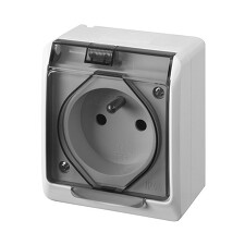 FAMATEL 5321-01 GALATEA IP44 Zásuvka 1-násobná (bílá / průhledné víčko)