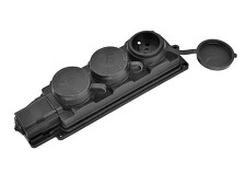 MALPRO D.3159M/3 Zásuvka gumová 3-násobná 16A/250V IP44, černá
