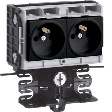 TEHALIT SL20055940F9011 Přístrojová krabice s dvojzásuvkou, na SL lištu výšky 55 mm, černá