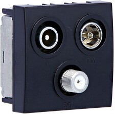 TEHALIT WS256N Zásuvka TV+R+SAT 45x45mm, černá, 1 vstup, koncová