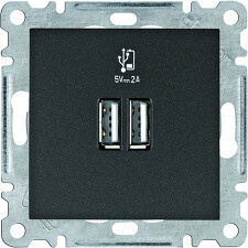 HAGER WL4213 Lumina Zásuvka nabíjecí USB 2.0 A, černá mat