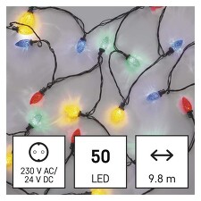 EMOS D5ZM01 LED světelný  řetěz šišky –  9,8 m, multicolor, 230VAC časovač