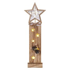 EMOS DCWW10 LED vánoční hvězda dřevěná, 48cm, 2× AA, teplá bílá, časovač