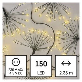 EMOS D3AW09 LED vánoční girlanda –  nano svítící trsy, 230VAC teplá bílá, časovač