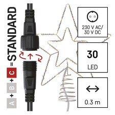 EMOS D1ZW01 Spojovací Standard LED vánoční hvězda, 28cm, teplá bílá