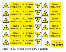STRO.M 0121 - Pozor pod napětím! aršík 18ks 9x3.2 cm (fólie)