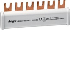 HAGER KBN380 Přípojnice TN-C, 3pólová uzemňovací, 35 mm2 pro 3 ks SPA180