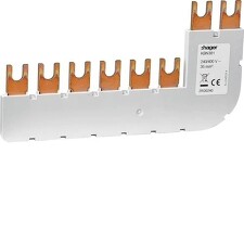 HAGER KBN381 Přípojnice TN-S/TT, 3+1 uzemňovací, 35 mm2 pro 3 ks SPA180 a 1 ks SPA180N