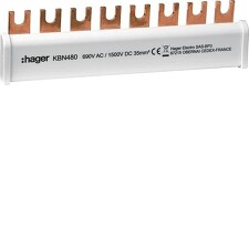 HAGER KBN480 Přípojnice TN-S, 4pólová uzemňovací, 35 mm2 pro 4 ks SPA180