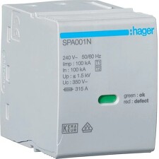 HAGER SPA001N Výměnný modul N-PE pro SPA180N/SPA801, 100 kA