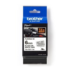 BROTHER TZE-FX211 Páska bílá / černá (6mm,s flexibilní páskou, 8m)