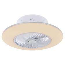 GLOBO 03623 KELLO Stropní ventilátor, kov bílý a stříbrný, akryl bílý