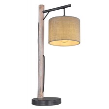 GLOBO 15378T ROGER Stolní lampa, kov černý, dřevo šedé