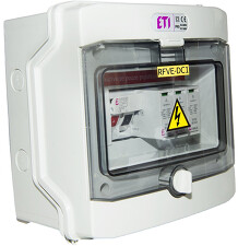 ETI 001105400 RFVE-DC1-1-T12 Rozvaděč DC1 - třída ochrany 1+2, 1-string, 202x201x120mm IP65