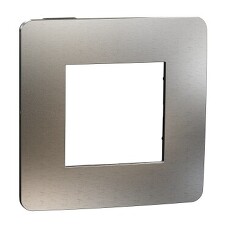 SCHNEIDER NU280256M UNICA Studio Metal Krycí rámeček jednonásobný, White aluminium/černá