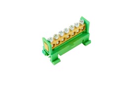 ELEMAN 1000012 Můstek PE 7 (svorkovnice 7x16mm2), nekrytý IP00, zelený, 63A, na DIN