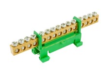 ELEMAN 1000010 Můstek PE 15 (svorkovnice 15x16mm2), nekrytý IP00, zelený, 63A, na DIN
