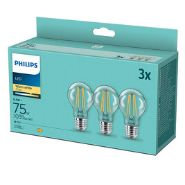 PHILIPS LED žárovka Classic 75W A60 E27 WW CLND3PF/6DISC filament (bal=3ks) *8718699696955