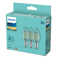 PHILIPS LED žárovka Classic 40W B35 E14 WW CL ND3PFDisc svíčka filament (bal=3ks) *8718699777791
