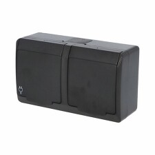 FAMATEL 5322-09 GALATEA IP44 Zásuvka 2x 2P+PE, 2-násobná vodorovná (černá)