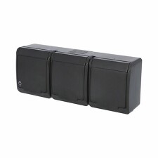 FAMATEL 5323-09 GALATEA IP44 Zásuvka 3x 2P+PE, 3-násobná vodorovná (černá)