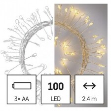 EMOS D3FW01 LED vánoční nano řetěz – ježek, 2,4 m, 3x AA, vnitřní, teplá bílá, časovač