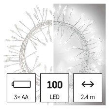 EMOS D3FC01 LED vánoční nano řetěz – ježek, 2,4 m, 3x AA, vnitřní, studená bílá, časovač