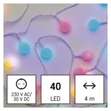 EMOS D5AM01 LED světelný cherry řetěz – kuličky 2,5 cm, 4 m, IP44, multicolor
