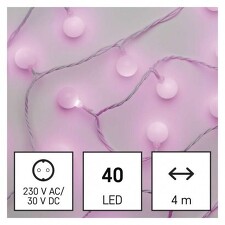 EMOS D5AP01 řetěz, barva světla: růžová, rozměr: 4 m, IP44, růžová